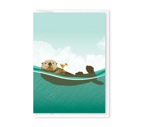 Otter With Cocktail Mini Card
