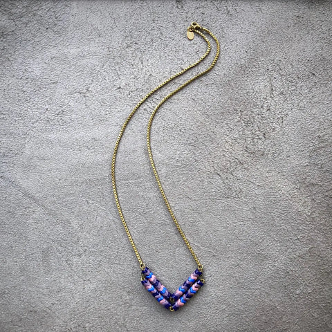 ASTALI Snake Glass Chevron Necklace - Sunset, Boho