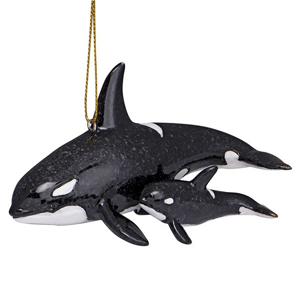 Orca with Baby Ornament