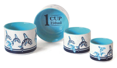 Ceramic Measuring Cup Set - Orca Family