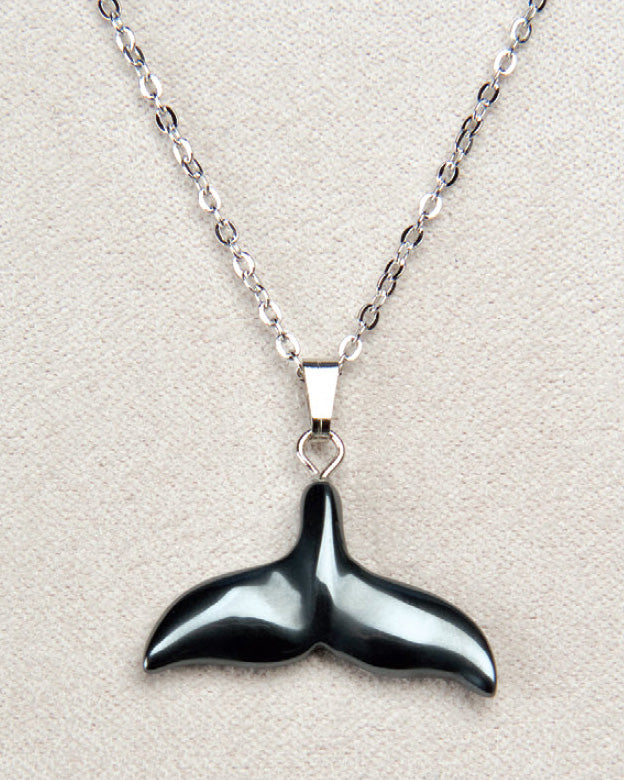 Whale Tail Small Hematite Necklace