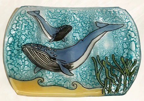Humpback Whale Fused Wavy Glass Dish
